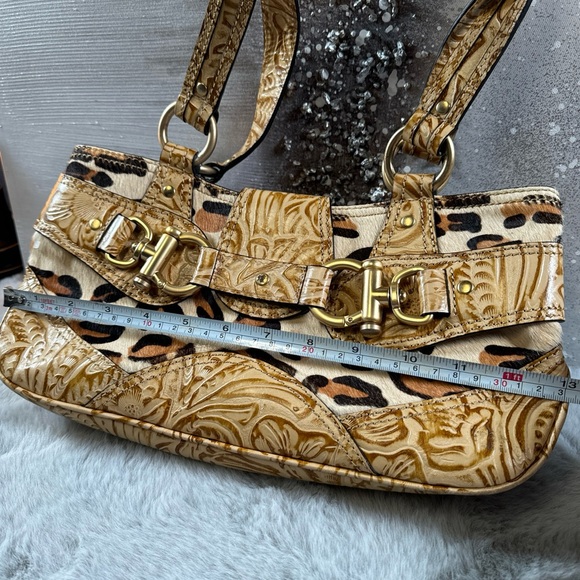 Hype Animal Print Brass Metal Leather Shoulder Bag Gold Tone, - Picture 9 of 11